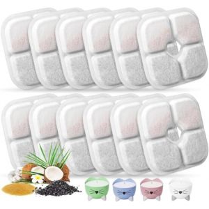 Filtres De Fontaine À Eau Pour Chat, Compatibles Ovec Fontaine De 2,5 L, 12 Filtres De Rechange Pour Fontaine À Chat, Triple Système De Filtration - Neuf