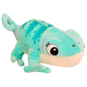 Peluche caméléon, 30 cm, animal en peluche doux, idéal pour Halloween-bleu - Neuf