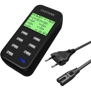 AYU-Station de Charge USB, 60W, Chargeur USB 8 Ports, Chargeur Mural pour écran LCD, Chargeur Compatible pour téléphones Portables, tablettes, écouteurs, etc. (Noir) - Neuf