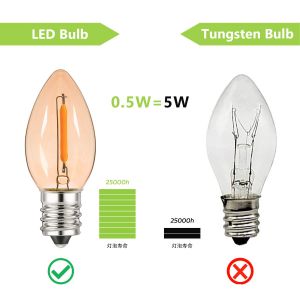 Lampe À Incandescence Led Mini Veilleuse Lampe À Incandescence Led, 0,5w, E12 220v, 1 Set, 2200k, Jaune Chaud - Neuf