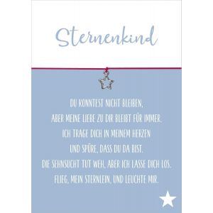 Kal-- « Cadeau De Consolation Pour Enfant Étoilé », Bracelet De Souhait Rose Avec Pendentif Étoile Argentée Et Carte De Condoléances, Fabriqué À La Main - Neuf