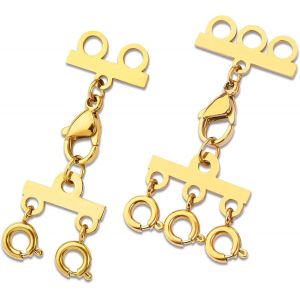 Gjhgf-2 Pièces Fermoir Collier Multirangs, 14k Goldplated Fermoirs De Collier Superposés En Couches, 2 3 Brins Séparateurs De Colliers Pour Connecteurs De Bracelet Fabrication De Bijoux - Neuf