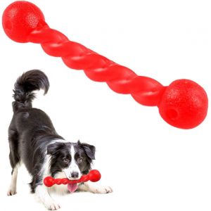 dog toy spiral rubber non toxic indestructible smart puppy toy bite-resistant dog toothbrush oral care red - Neuf