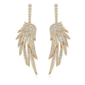 Tianyi-Boucles D'oreilles En Forme D'ailes D'ange Gardien Pour Femme, Boucles D'oreilles Pendantes Pour Noël, Fête Des Mères, Saint-Valentin, Bijoux Cadeaux Pour Épouse, Maman, Fille, Grand, - Neuf