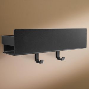 SUBZONAL-Design Hambourg &Eacute;tag&egrave;re de Douche Sans Per&ccedil;age I &Eacute;tag&egrave;re Rangement Salle de Bain I Support Douche I Porte Shampoing et Organisateur I &Eacute;tag&egrave;re Murale Adh&eacute;sive I 2 Crochets | Noir Mat | 30 cm - Neuf