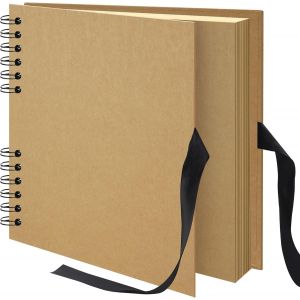 Mevronisshop-20,5x20,5 Cm Album Photo Scrapbook Diy Scrap Book Album 40 Pages, Livre D'images En Papier Kraft Avec Ruban De Soie Livre D'or De Mariage Livre De Souvenirs Pour B&eacute;b&eacute; Famille Voyage, Kak - Neuf