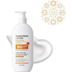 Checarzhn--No1-Sunscreen Lotion, Lotion Solaire Hydratante, Crème Solaire Vi Et Corps Fps 90, Écran Solaire Imperméable Et Hydratant, Crème Solaire, Protéger Efficacement La Peau Des Rayons Uv, 220g - Neuf