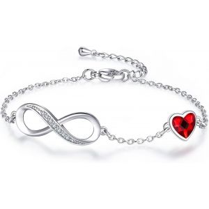 Eryi-Bracelet Infini Coeur Argent, Bracelet Femme Infini, Bracelet D¿Amour Femme Réglable, Infinity Heart Bracelets Silver, Bracelet Pour Femme Avec Zircone Cubique, Bijoux Cadeau Pour Femme - Neuf
