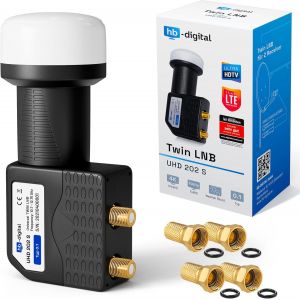 LNB LNC Full HD TV 3D + Contacts or + kit de protection (extensible) en HB DIGITAL. Kit avec prise F dorée offerte - Neuf