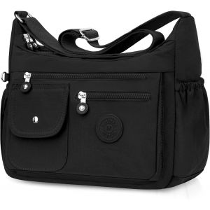 KALANKA-Sac Bandoulière Femme Nylon Sacs a Main Femmes Grand Impermeable Sacoche Multipoches Loisir Sacoches Messenger avec Bandoulière Réglable Besace pour Shopping, Travail, Voyage - Neuf