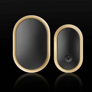 Sonnette intelligente sans fil,300M/984 pieds,sonnette intelligente pour maison,prise US EU,Kit de carillon,Flash LED,alarme de sécurité--Black Gold - Neuf