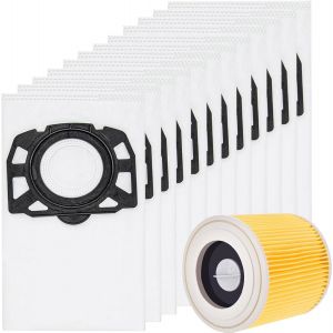 KFI 357 KFI 3310 - Kit d'accessoires pour aspirateur K&auml;rcher WD2 Plus WD3 WD3P MV3 WD 3 Battery WD 3 Premium - Filtre de rechange (12 sacs + 1 filtre) - Neuf