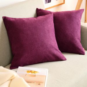 CAUC-Housse de Coussin 40 x 40 cm canape - Lot de 2 - Housse Coussin 40x40 cm en Chenille Douce avec Fermeture &eacute;claire cach&eacute;e - Protection d&eacute;corative certifi&eacute;e Oeko-Tex - Lavage Facile - en Violet - Neuf