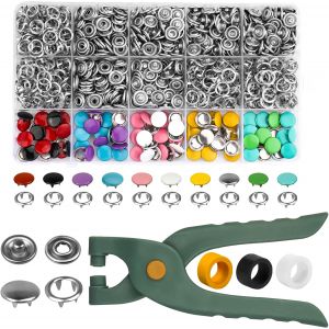 Mevronisshop-Lot De 250 Ensembles De Boutons Pression Avec Pince, Boutons M&eacute;talliques De 9,5 Mm, Boutons-Pression Sans Couture, Boutons-Pression Creux Et Solides Pour V&ecirc;tements D'enfants, Couture, Ar - Neuf