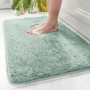 KAL-Tapis De Bain Antidérapant 40X60 Cm Pour Sol De Salle De Bain, Couleur Unie Tapis De Bain Extra Doux, Super Absorbant Et Lavable En Machine Tapis Salle De Bain (Vert) - Neuf