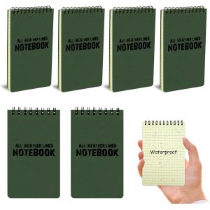 Kaxdl-6 Pièces Carnets Étanches,3x5 Pouces Imperméables Bloc Notes De Poche,Cahiers Avec Spirale,Tampons Tactiques Avec Grille Pour Enregistrement D'activité En Plein Air (Vert Armée) - Neuf