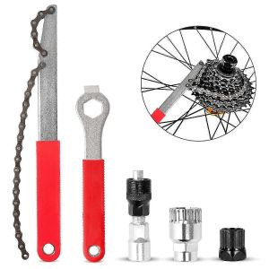 Kits D'outils De Démontage De Chaîne De Vélo Le Kit D'outils De Réparation De Vélo Comprend Un Extracteur De Manivelle De Vélo, Une Clé, Un Extracteur De Support Et Un Pignon De Chaîne De Volant D'inertie De Vélo - Neuf