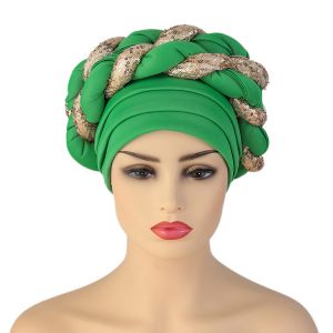 Ch&acirc;le Turban Africain Ethnique &Agrave; Sequins Pour Femmes - Bonnet De Braid 0,15 Kg, &Eacute;l&eacute;ment De Per&ccedil;age Populaire, Style Estival, Automnale, Printemps Et Hiver - Neuf