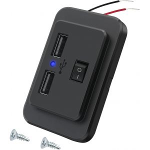Prise De Chargeur De Voiture Double Usb 4.8A Avec Interrupteur,12V/24V Panneau De Usb Commande Prise Charge Rapide Avec Led Pour Voiture Marine Camion Camping-Car Suv - Neuf