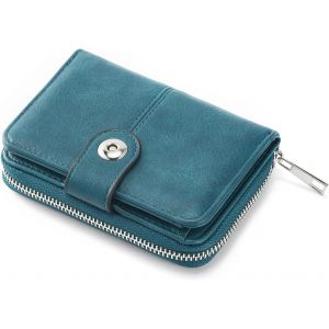 Women's Medium Coin Purse with Card Holder and Large Zipped Coin Pocket, Women's RFID Blocking Wallet, Blue - Neuf