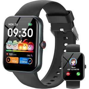 JGD-Fitness Tracker Montre Connect&eacute;e Enfant, 1,83"" HD Montre Intelligente pour Gar&ccedil;on Fille IP68 &Eacute;tanche avec 120+ Mode de Sport Cardiofrequencem&egrave;tre Podom&egrave;tre R&eacute;veil Jeux pour Ados 4-16 Ans Cadeau, - Neuf