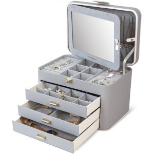 Boîte De Rangement Et De Rangement Pour Bijoux ¿ Étui De Rangement À Bijoux À 4 Niveaux Avec Miroir Et Tiroirs ¿ Organisateurs De Bijoux Pour Femmes Et Filles ¿ Support Pour Bagues, Colliers, - Neuf
