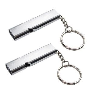 Lot De 2 Sifflets De Survie Haute Fr&eacute;quence &iquest; Alliage D'aluminium Durable, L&eacute;ger, R&eacute;sistant Aux Intemp&eacute;ries, Avec Mousqueton Pour Une S&eacute;curit&eacute; Optimale En Ext&eacute;rieur - Neuf