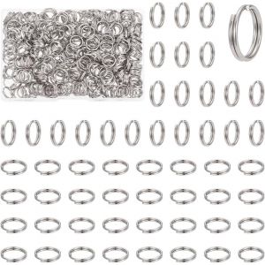 Eryi-400 Pièces 12mm Anneaux Fendus 304 Anneau De Saut Ouvert En Acier Inoxydable En Acier Inoxydable Couleur Anneaux Fendus Pour La Fabrication De Colliers Tour De Cou Porte-Clés - Neuf