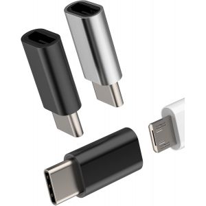 TRAHOO-Adaptateur Micro USB Femelle Vers USB C M&acirc;le Chargeur(Lot de 3)Type C Cable Prise Connecteur Compatible Avec Samsung Charge Pour Apple iphone 16 15 Pro Pour ipad Transmission Donn&eacute;es Synchrone - Neuf