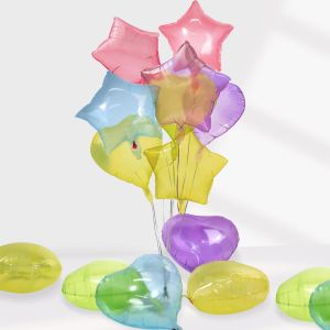 SJZG-30 Pi&egrave;ces Ballons De Gel&eacute;e Transparents De 18 Pouces En Forme D'&Eacute;toile, Ballons En Aluminium, Ballons &Agrave; H&eacute;lium, Avec Ruban De Corde De 20 M, Livr&eacute;s Pour Les F&ecirc;tes, Anniversaires, Saint-Valentin - Neuf