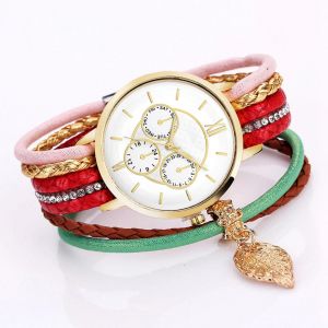 Lvpai Femmes Femelle Quartz Bracelet Montre Analogique Rond Cadran Strass Montre-Bracelet Rouge - Neuf