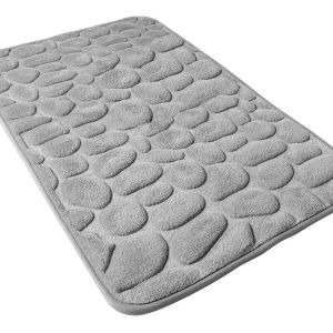 Tapis de bain antid&eacute;rapant en mousse &agrave; m&eacute;moire de forme, absorbant et lavable en machine, pour salle de bain, 40 x 60 cm, gris - Neuf