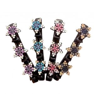 Pinces À Cheveux Pour Filles, 3/4 Pièces, Strass Scintillants, Décor Floral, Épingles À Cheveux, Double Couche, Frange, Accessoires Pour Cheveux-E - Neuf