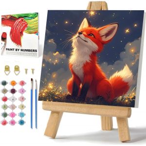 KALANKA-Peinture par numéros pour enfants - Renard - Peinture par numéros - Avec cadre - Peinture par numéros - Motif renard - À partir de 6 - Pour cadeau et décoration d'intérieur - 20 x 20 cm - Neuf