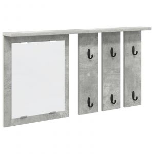 vidaXL Porte-manteau mural avec étagère Montage mural avec miroir Gris béton 85 x 10 x 45 cm - Neuf