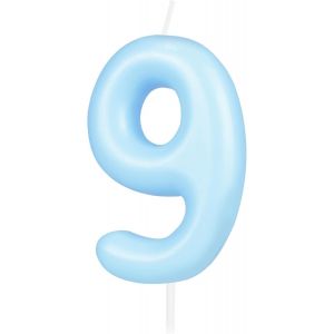 Eryi-Bougie D'anniversaire En Forme De Chiffre 9 - Bleu Macaron - Bougies D'anniversaire Pour Gâteaux - Décorations De Gâteau Pour Filles Et Garçons - Fournitures De Décoration De Fête - Neuf