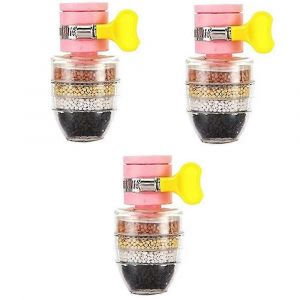 Paquet de 3 filtres à eau de robinet à charbon actif Interface universelle Robinet de cuisine domestique Eau du robinet Purificateur de nettoyage Cartouche de cartouche Couche d'eau Filtre à eau-Rose - Neuf