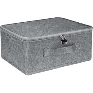 YEMAESRE-Boite Fermeture A Clef,Boîte De Rangement Verrouillable Avec Couvercle En Tissu Pliable Avec Poignées Boîte Verrouillable Pour Vêtements Jouets (30 X 20 X 14 Cm) - Neuf