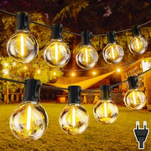 Tianyi-Guirlande Lumineuse Exterieure 10m, Guirlande Guinguette Extérieur Avec 17+1 G40 Led Ampoules Ip45 Imperméable, Blanc Chaud Chaîne Lumiere Exterieur Pour Terrasse Mariage Maison Noël Fête - Neuf