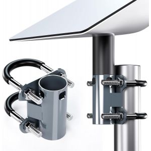 NouvelHorizonstore-Support de tuyau d'antenne pour antenne parabolique, 30 mm &iquest;&iquest; 50 mm, r&iquest;&iquest;glable, en forme de U, pour support Starlink, mat de drapeau universel, pince de mat en acier pour montage sur - Neuf