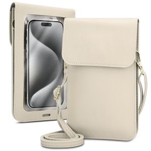 Cadorabo Etui pour téléphone portable compatible avec WIKO VIEW 4-petit sac à main avec compartiment et fenêtre, sac à bandoulière pour VIEW 4, 2 compartiments, similicuir, Femme, BLANC - Neuf