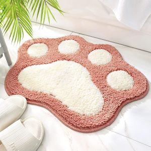 KAL-Tapis De Salle De Bain En Forme De Chat Mignon, Extra Doux Et Absorbant, Lavable En Machine, Tapis Antidérapant Pour Baignoire, Douche Et Salle De Bain, 45X60Cm, Rose - Neuf