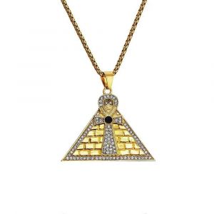 Égypte Pyramide Ankh Croix Pendentif Couleur Or En Acier Inoxydable Collier À Breloque Égyptienne Pour Hommes Femmes Mode Bijoux Cadeau - Neuf