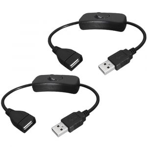 2 Pièces Câble USB mâle vers femelle avec interrupteur marche/arrêt,interrupteur à bascule en ligne d'extension USB pour enregistreur de conduite,lampe de bureau LED,ventilateur USB,bandes LED - Neuf