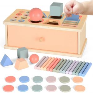 JGD-Jouet B&eacute;b&eacute; 1 an Montessori, Jeu de Tri Formes et Couleurs Montessori Jouet Bois, Motricit&eacute; Fine Bebe 1 an, Jeux &Eacute;ducatif Enfants 2 3 Ans, Cadeaux pour Gar&ccedil;ons Filles - Neuf