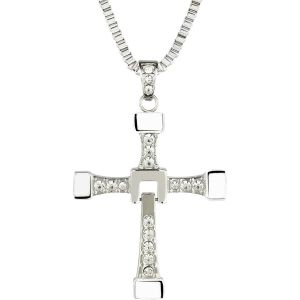 Collier En Acier Inoxydable Avec Pendentif En Forme De Croix, Acier Inoxydable, Strass - Neuf