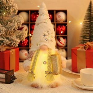 No&euml;l Gnomes Peluche pour No&euml;l D&eacute;cor Poup&eacute;e Rudolph avec LED Lumi&egrave;re Sans Visage Elfe Ornement Christ js - Neuf