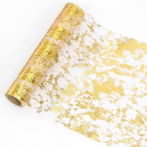 Nappe En Tulle Organza Roul&eacute;e 28 Cm X 10 M (Dor&eacute;e) - Ruban &Eacute;l&eacute;gant De 28 Cm Orn&eacute; De Sequins M&eacute;talliques Dor&eacute;s, Id&eacute;al Pour Les Mariages, Anniversaires, F&ecirc;tes Et C&eacute;l&eacute;brations. - Neuf