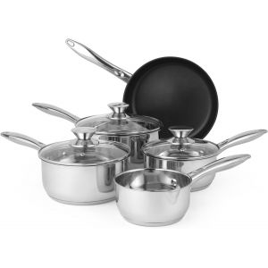 Subzonal-Set De Casseroles Et Po&ecirc;les En Acier Inoxydable Antiadh&eacute;sif - 5 Pi&egrave;ces, 16/18/20 Cm Casseroles, 14 Cm Casserole &Agrave; Lait, 24 Cm Po&ecirc;le &Agrave; Frire, Compatible Induction, Lave-Vaisselle - Neuf