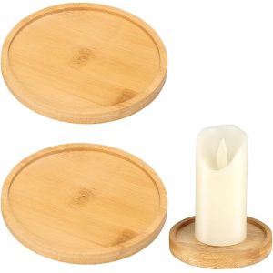 Kalanka-Lot De 2 Assiettes À Bougies Rondes En Bois Pour Bougeoirs Diamètre : 8 Cm Pour Bougies Pour Décoration De Mariage Maison - Neuf